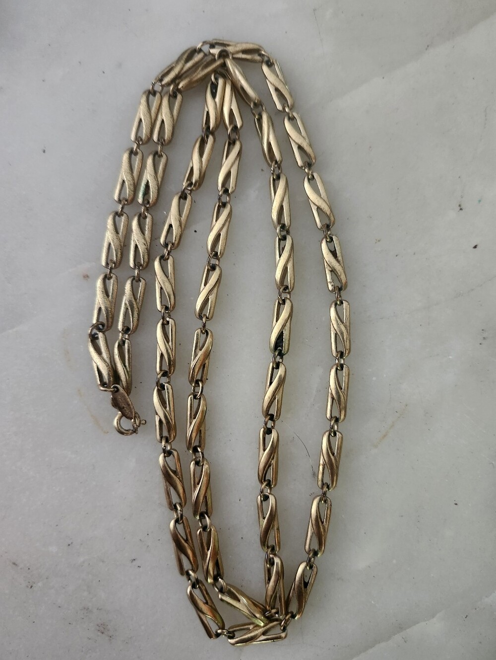 Vtg Vendome Gold-Tone Fancy Bar Linked Chain Necklace